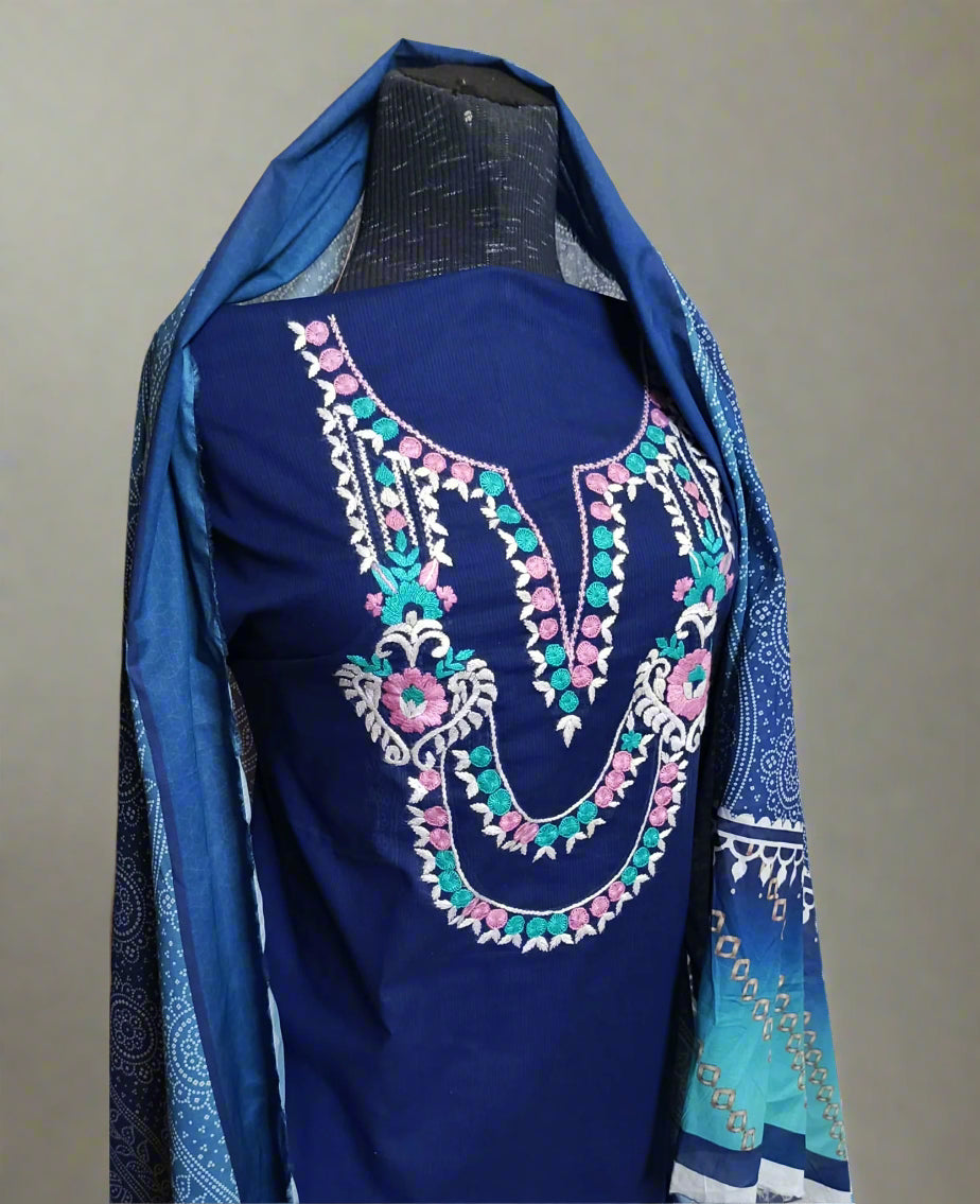 Manaz Pure Lawn 3 Piece Hand Embroidery