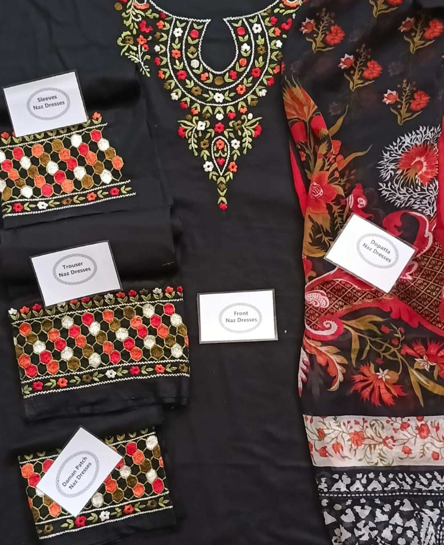 Manaz Pure Lawn 3 Piece Hand Embroidery