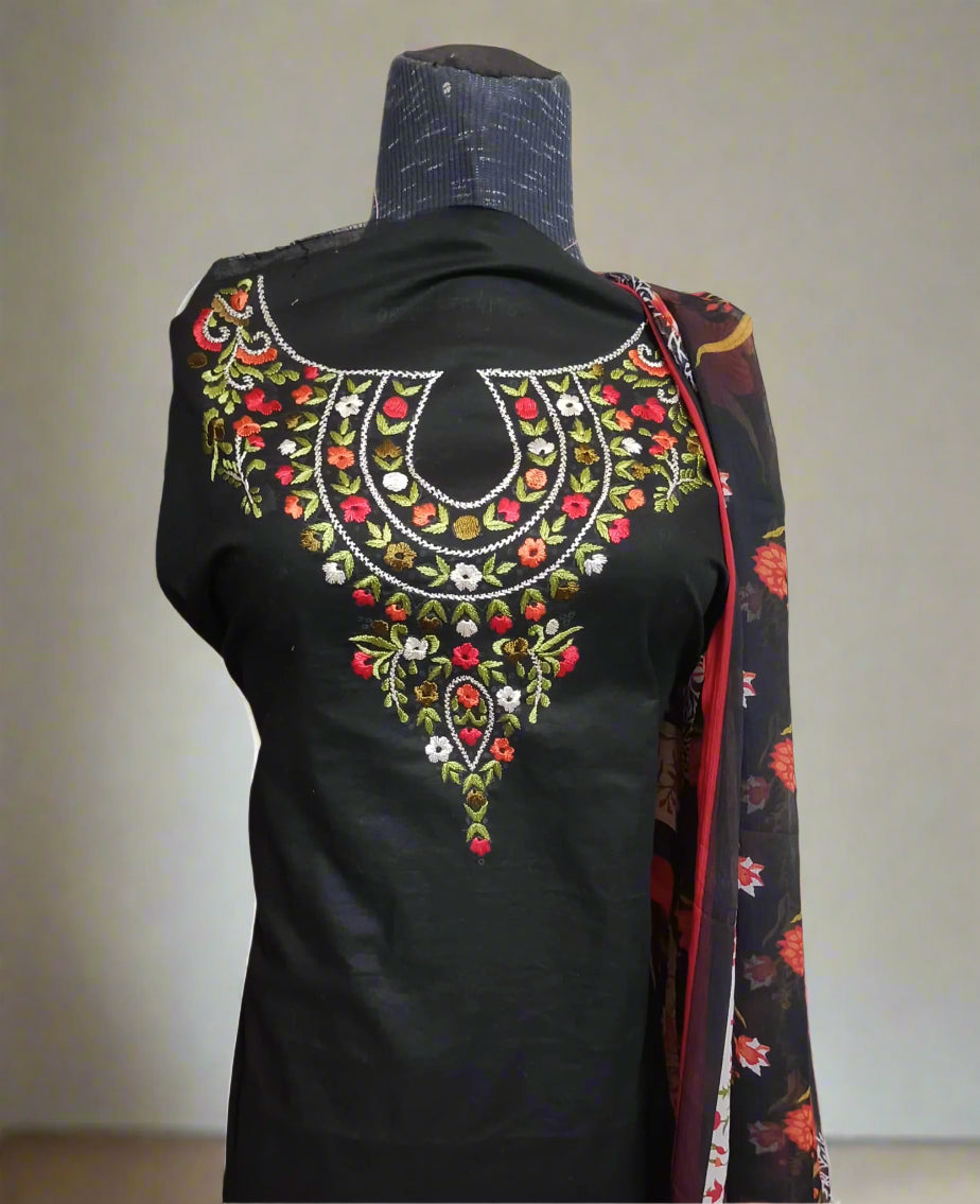 Manaz Pure Lawn 3 Piece Hand Embroidery