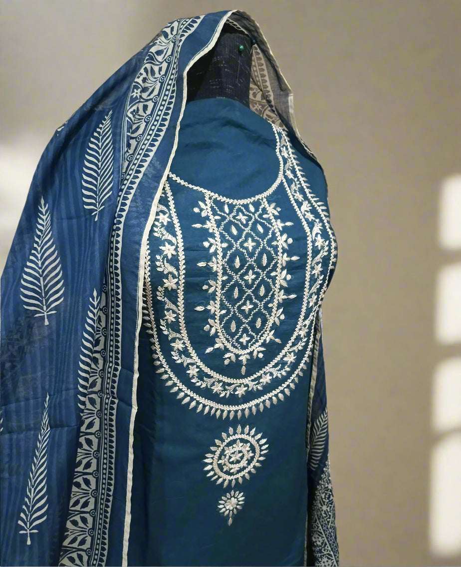 Manaz Pure Plain Lawn 3 Piece Hand Embroidery