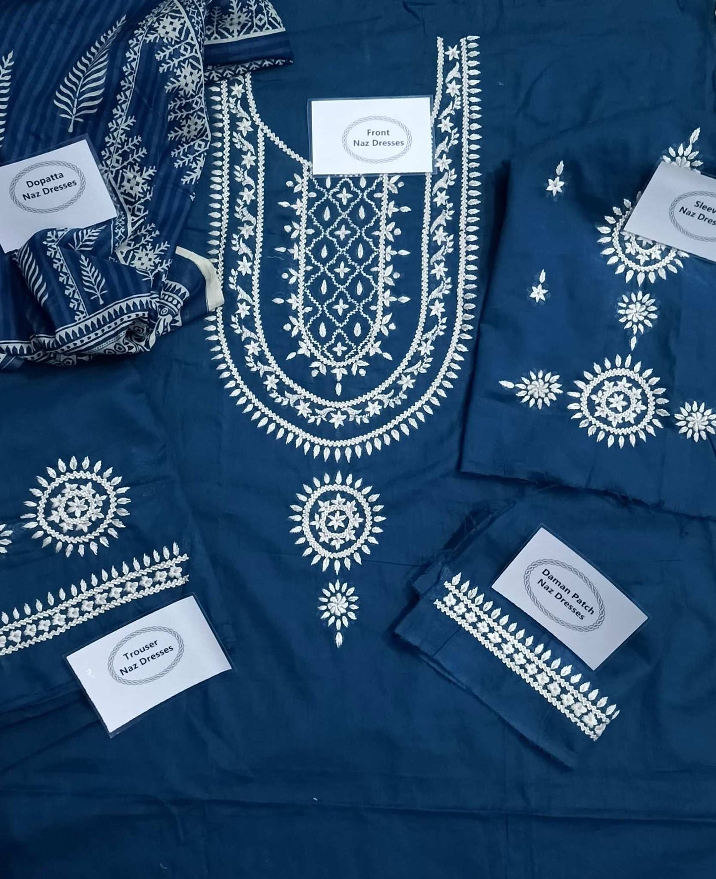 Manaz Pure Plain Lawn 3 Piece Hand Embroidery