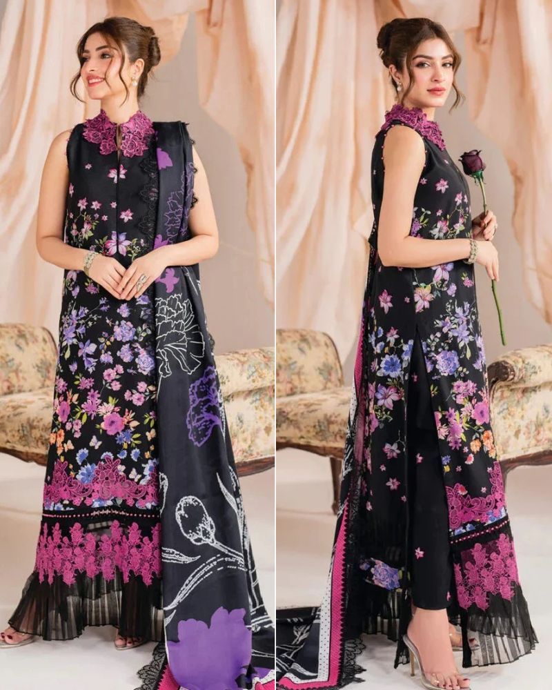 Asifa Nabeel Embroidered Pure Lawn Digital Printed 3 Pc Unstitched