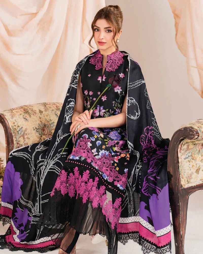Asifa Nabeel Embroidered Pure Lawn Digital Printed 3 Pc Unstitched