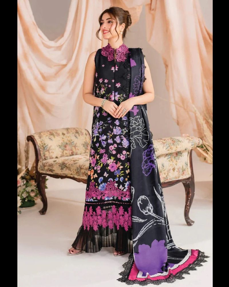 Asifa Nabeel Embroidered Pure Lawn Digital Printed 3 Pc Unstitched