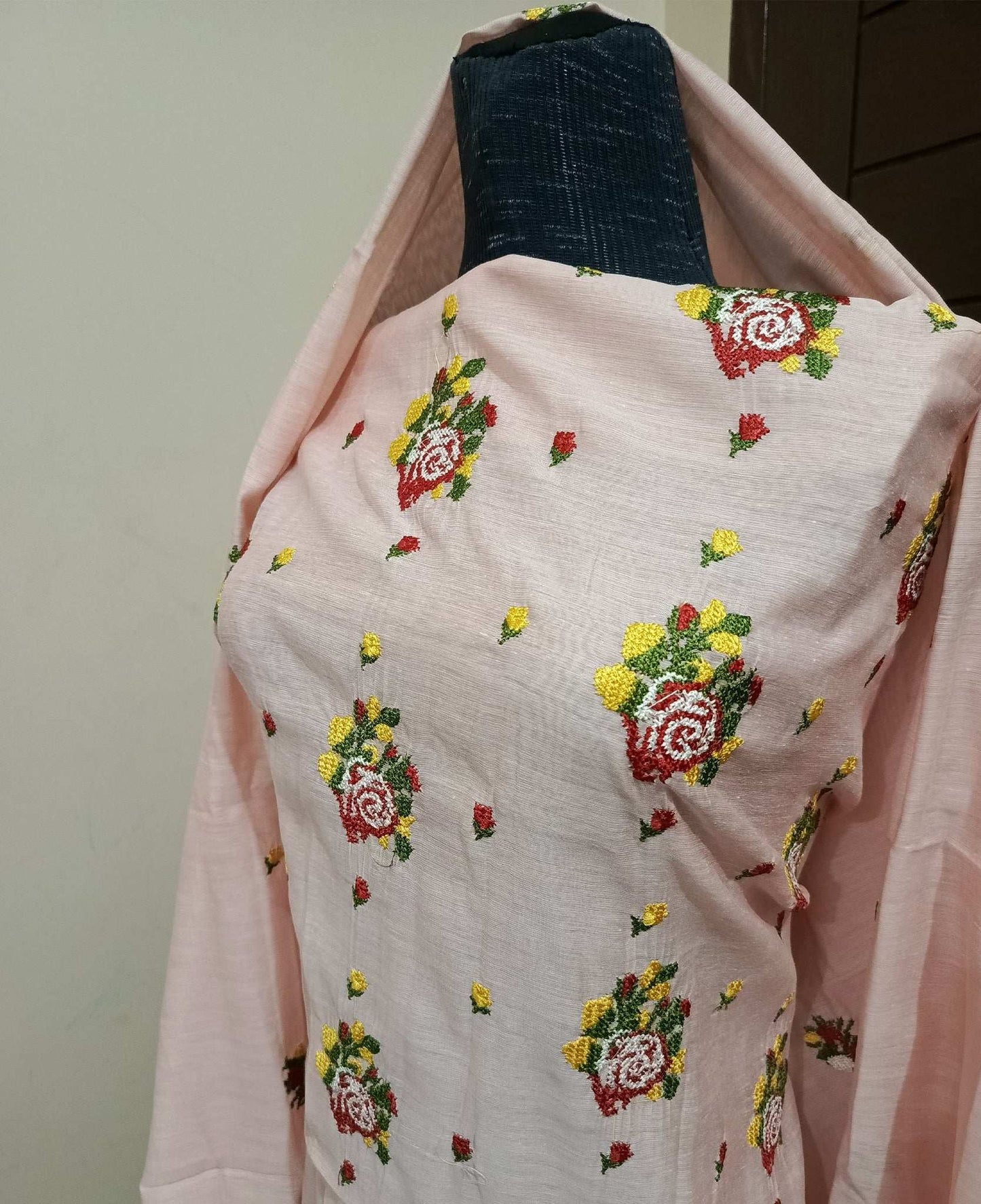 Manaz Paper cotton Peach 2 Piece Beautiful Cross stich Embroidery