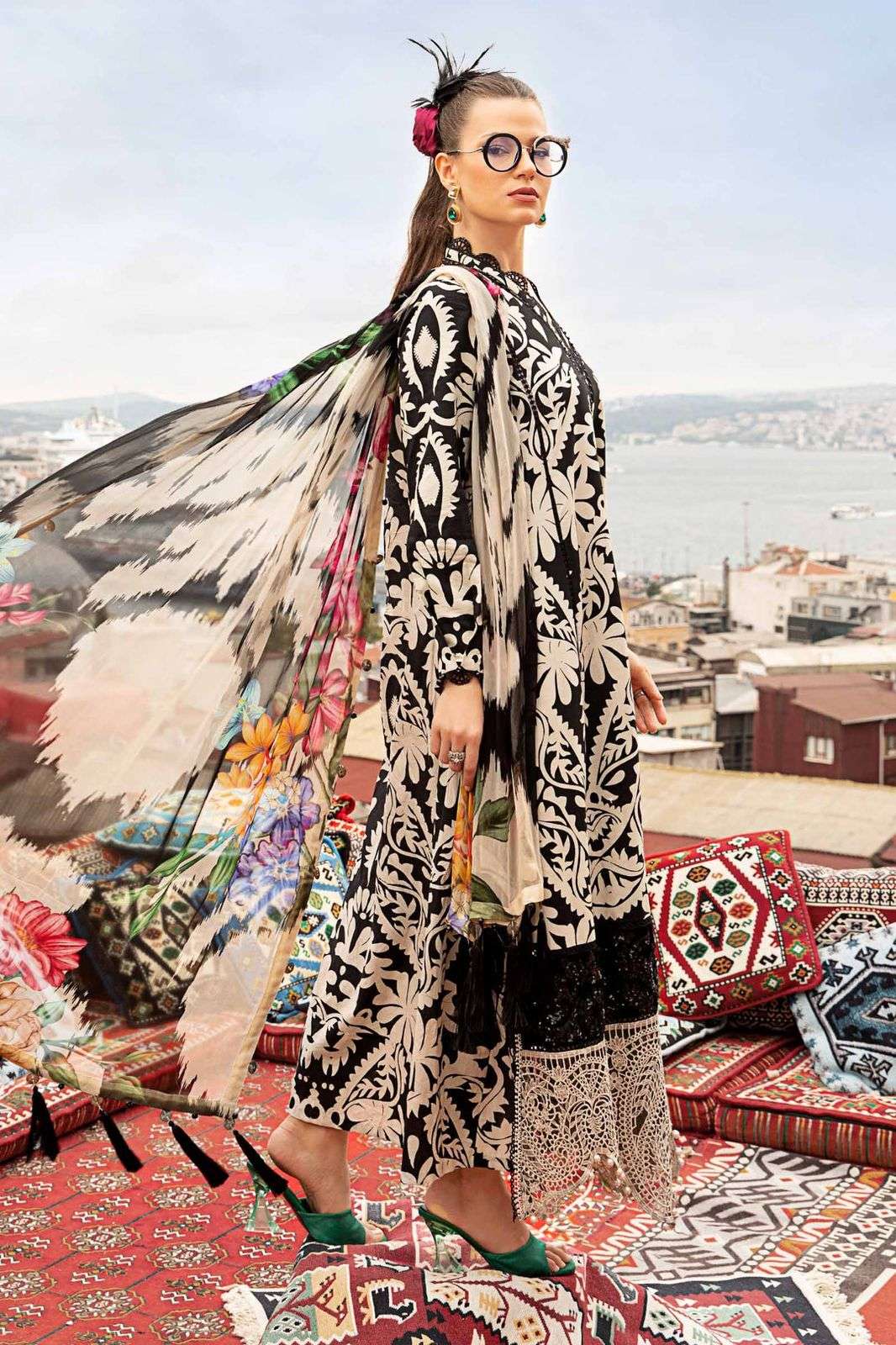 Maria B Black Embroidered Lawn 3 Piece