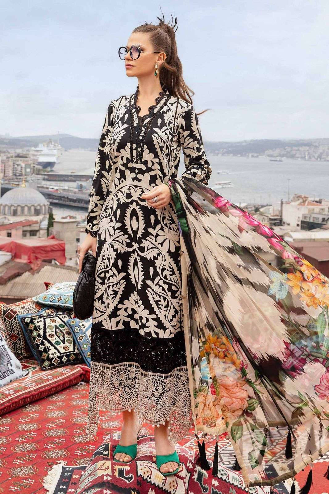 Maria B Black Embroidered Lawn 3 Piece