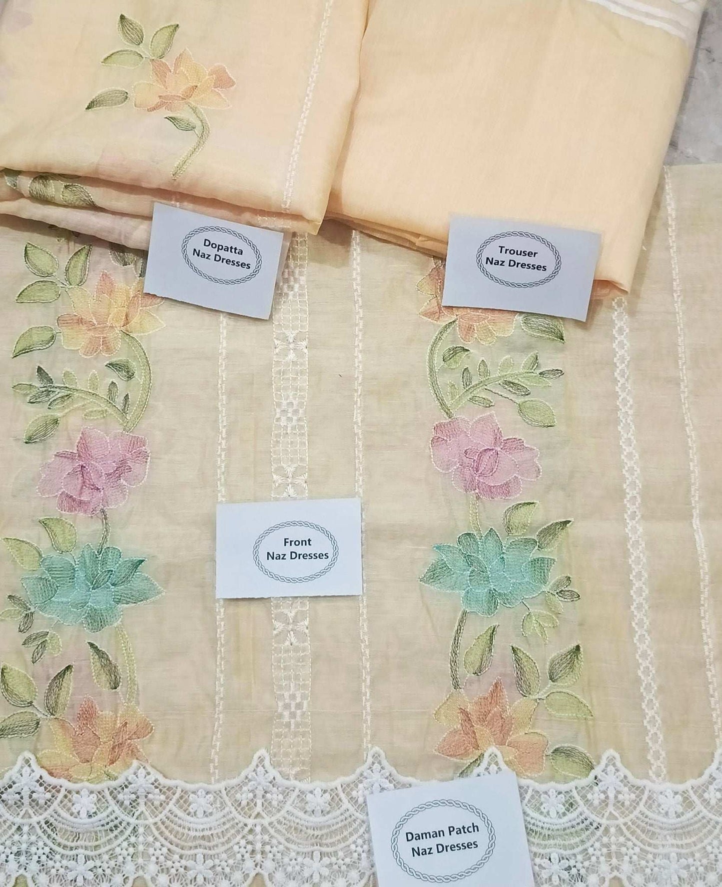 Manaz Paper cotton 2 Piece Kacha taanka Hand Embroidery style