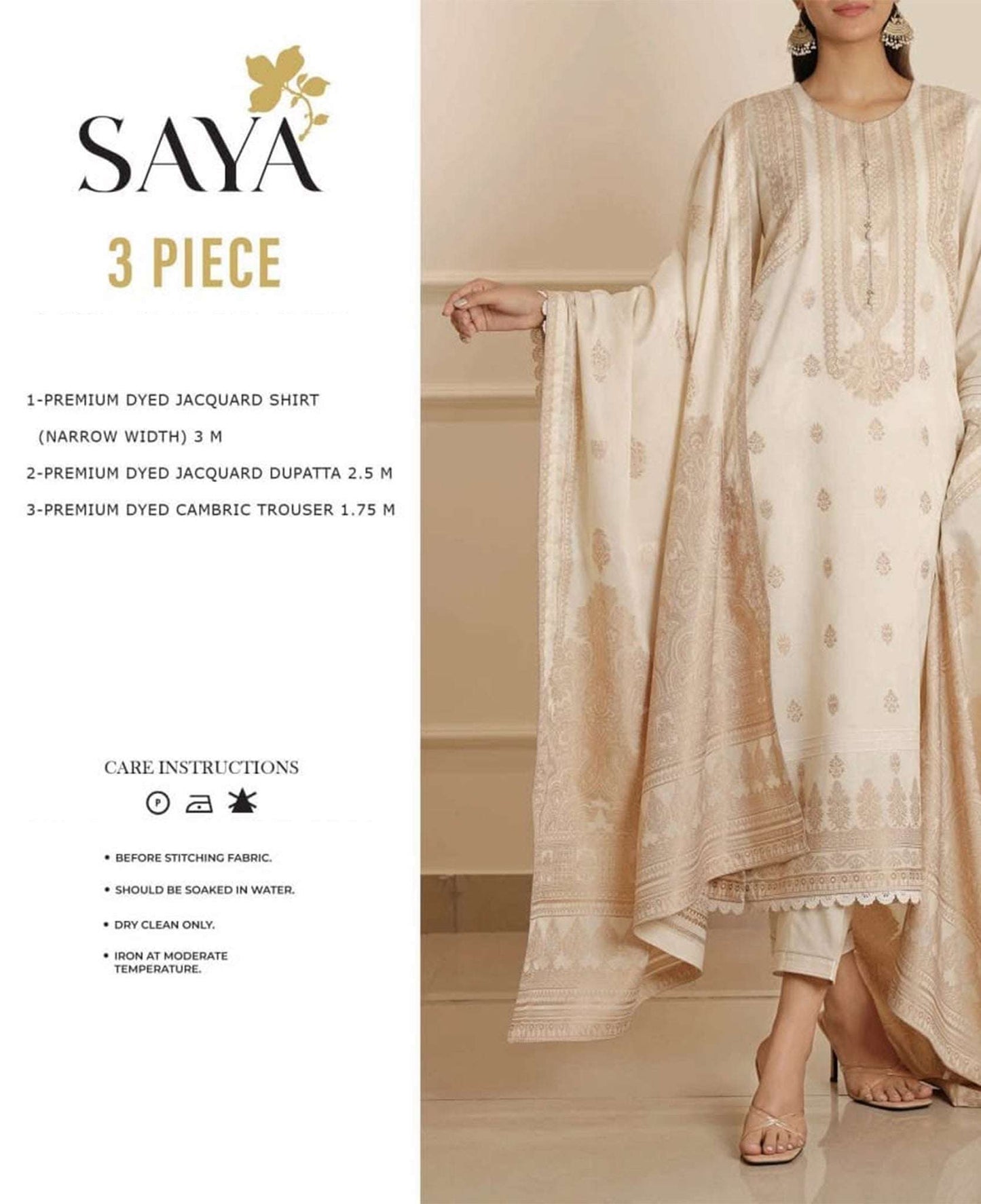 SAYA Jacquard 3 Piece Suit Summer Collection