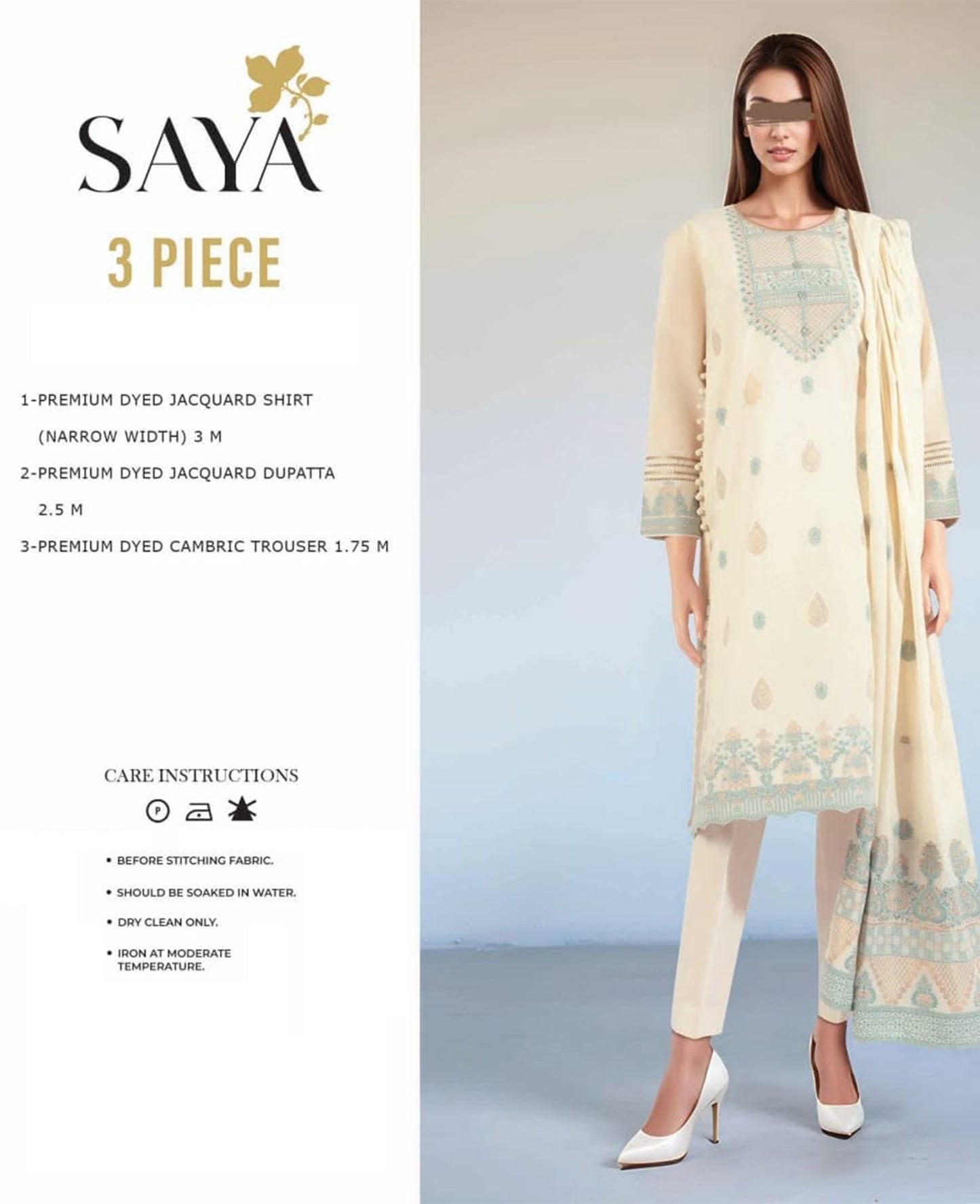 SAYA Jacquard 3 Piece Suit Summer Collection