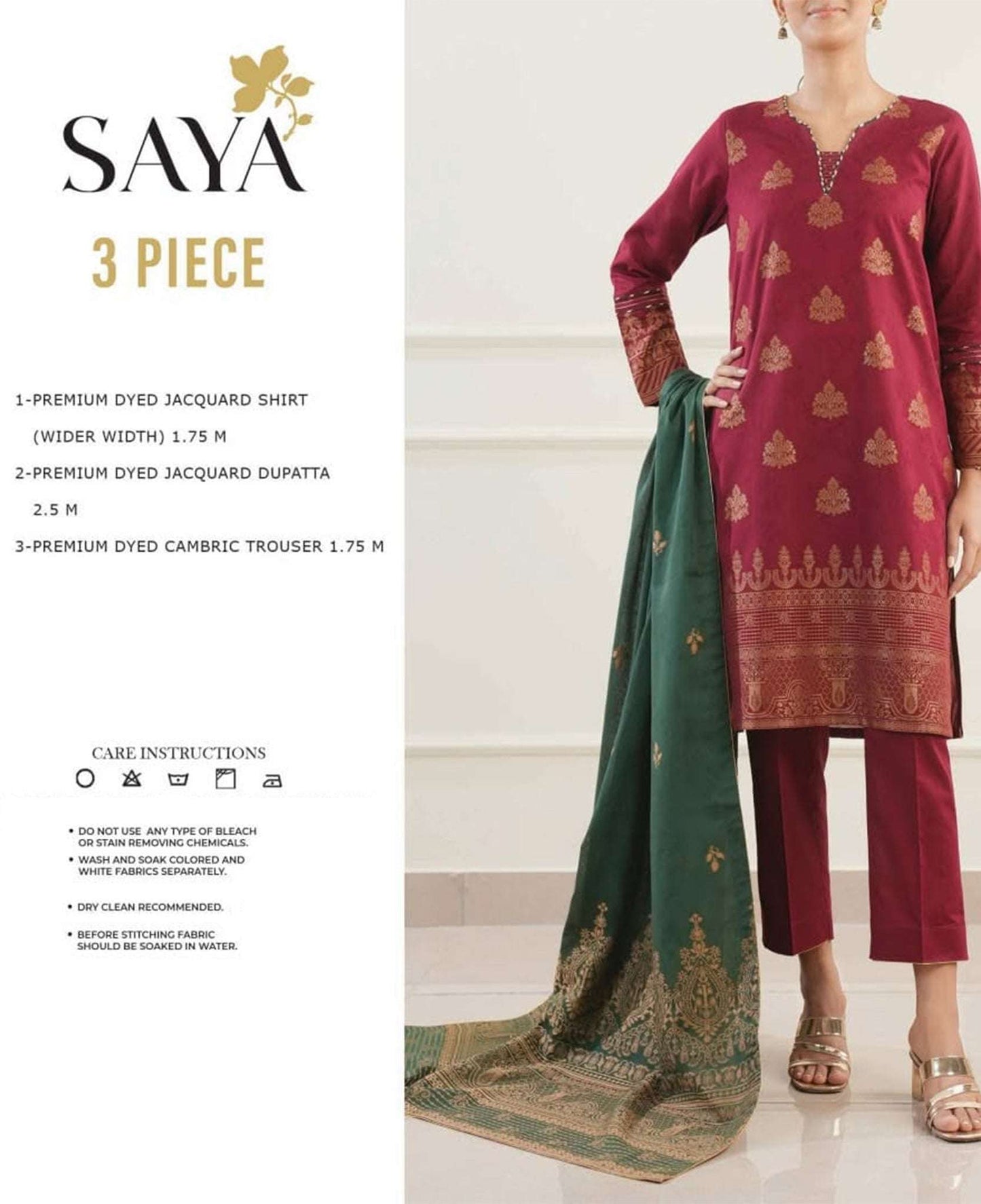 SAYA Jacquard 3 Piece Suit Summer Collection