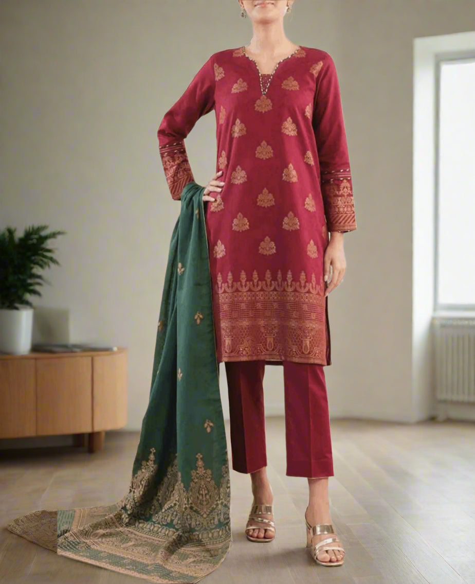 SAYA Jacquard 3 Piece Suit Summer Collection