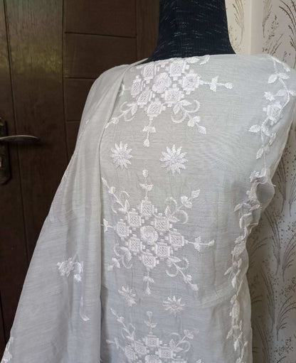 Manaz Paper cotton 2 Piece Beautiful Hand Embroidery with delicate Laces