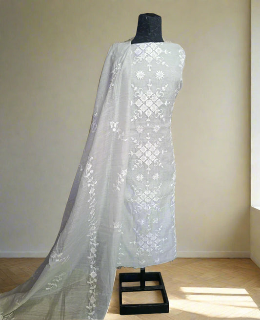 Manaz Paper cotton 2 Piece Beautiful Hand Embroidery with delicate Laces
