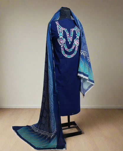 Manaz Pure Lawn 3 Piece Hand Embroidery