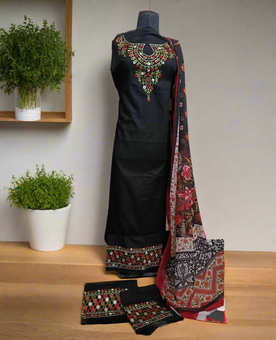 Manaz Pure Lawn 3 Piece Hand Embroidery