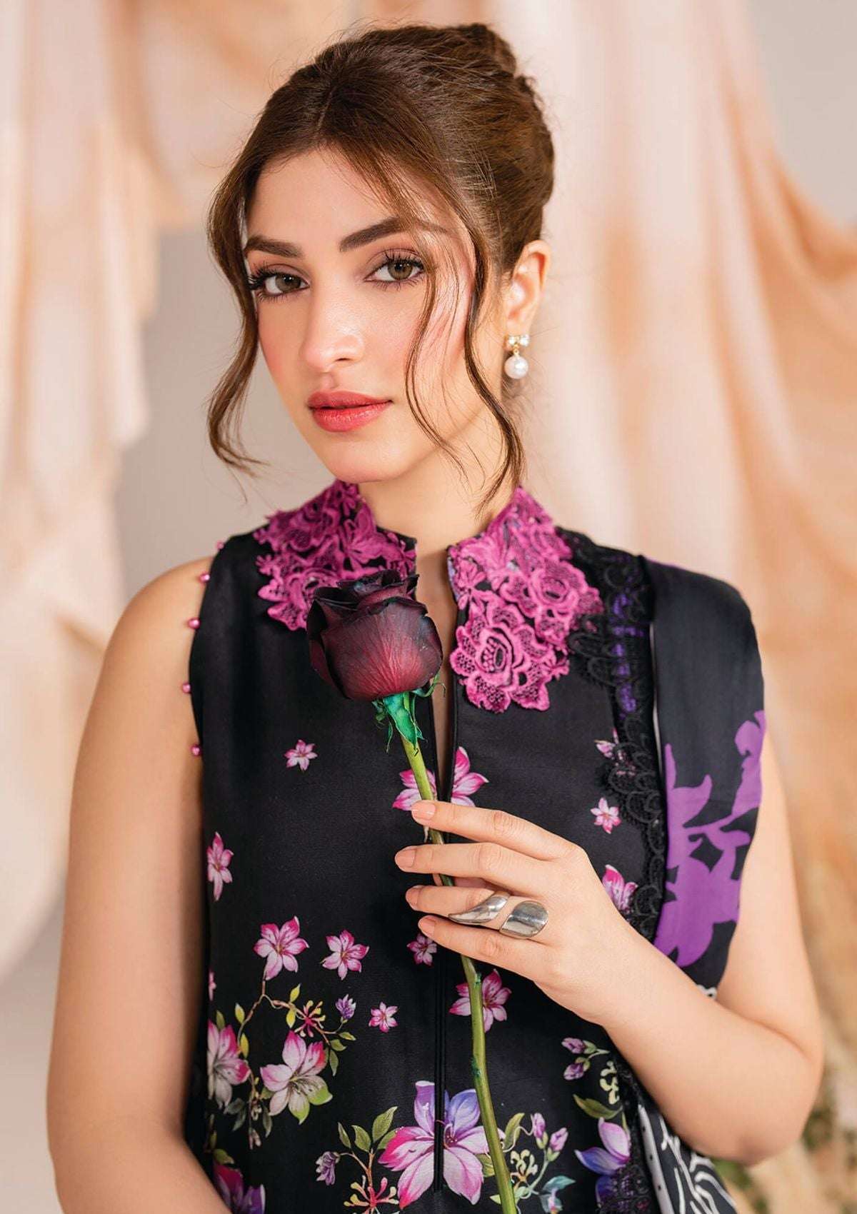 Asifa Nabeel Black Luxury Embroidered Lawn 3 Piece