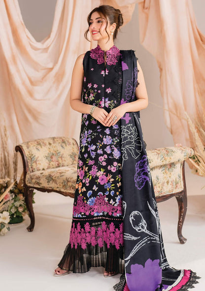 Asifa Nabeel Black Luxury Embroidered Lawn 3 Piece NazDresses