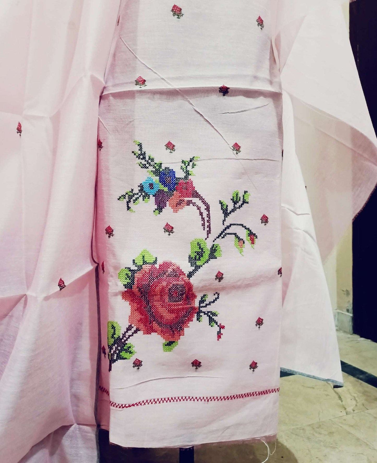 Manaz Paper cotton 2 Piece Beautiful Cross stich Hand Embroidery