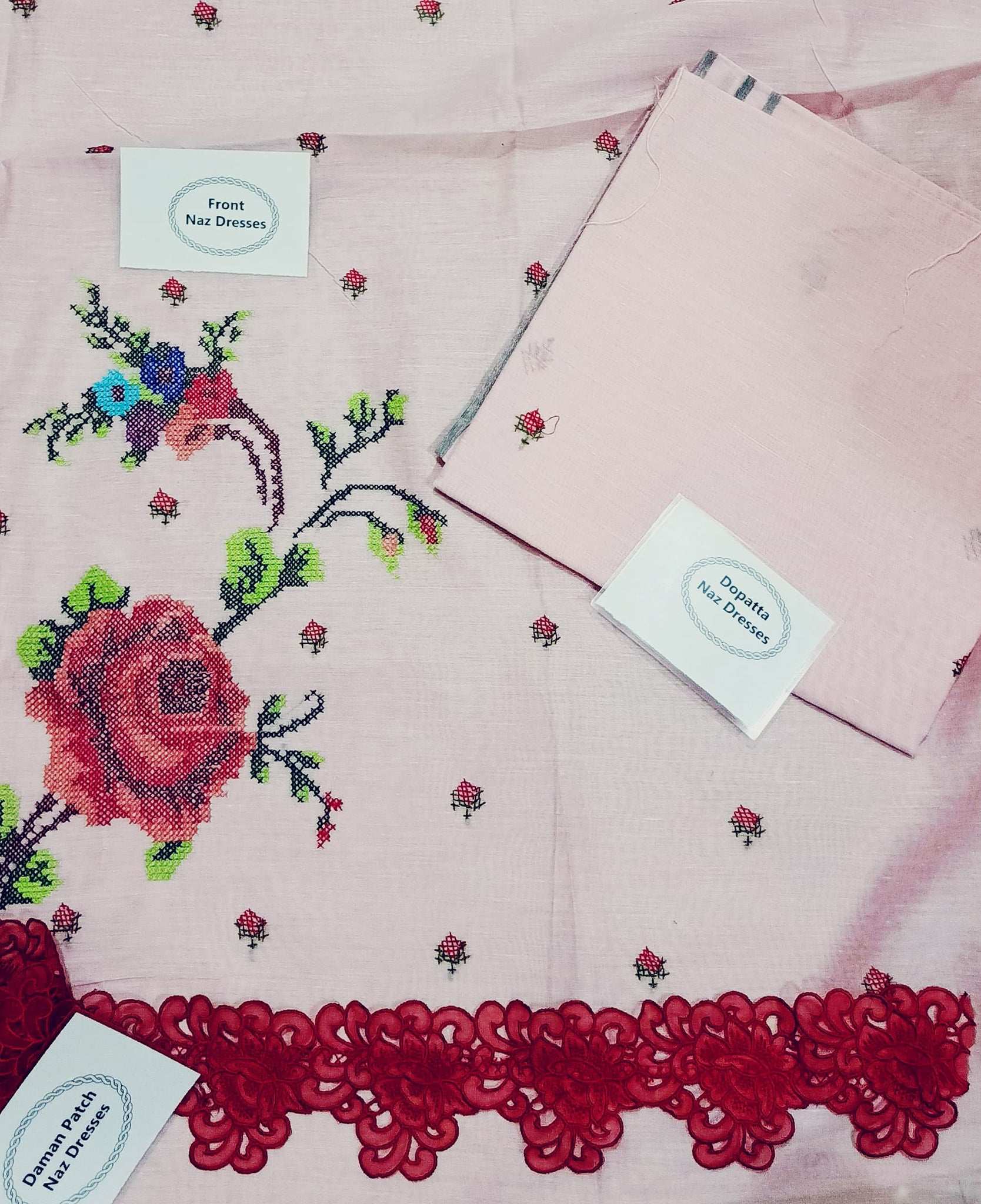 Manaz Paper cotton 2 Piece Beautiful Cross stich Hand Embroidery