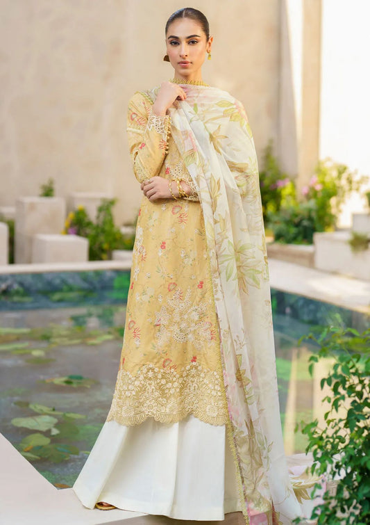 Iznik Yellow Pure Lawn Luxury Embroidered 3 Piece NazDresses