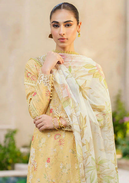 Iznik Yellow Pure Lawn Luxury Embroidered 3 Piece NazDresses