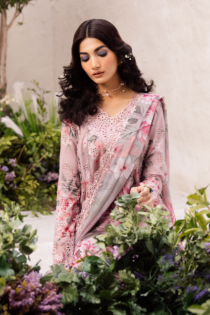 Iznik Pink Luxury Embroidered Pure Lawn 3 Piece NazDresses