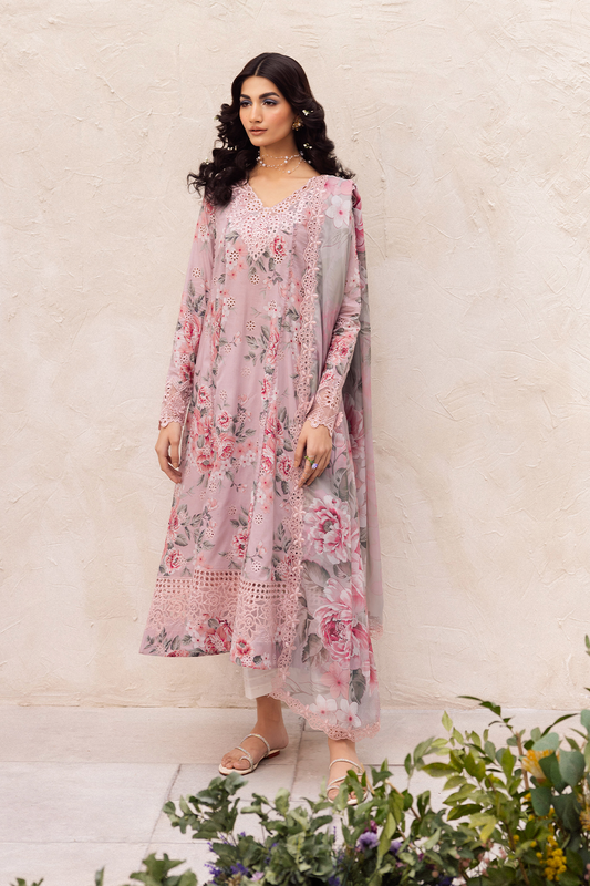 Iznik Pink Luxury Embroidered Pure Lawn 3 Piece NazDresses