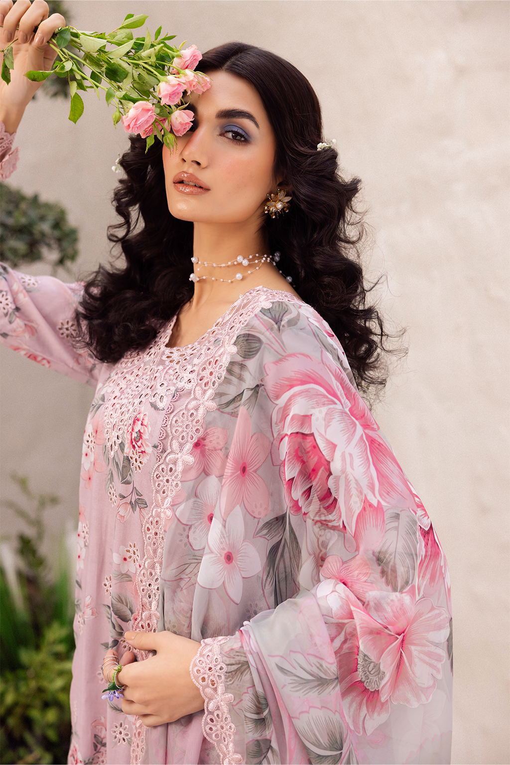 Iznik Pink Luxury Embroidered Pure Lawn 3 Piece NazDresses