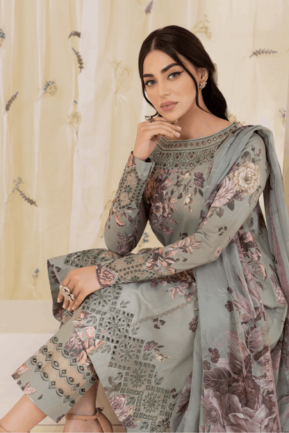 Iznik Pista Green Printed Lawn 3 Piece