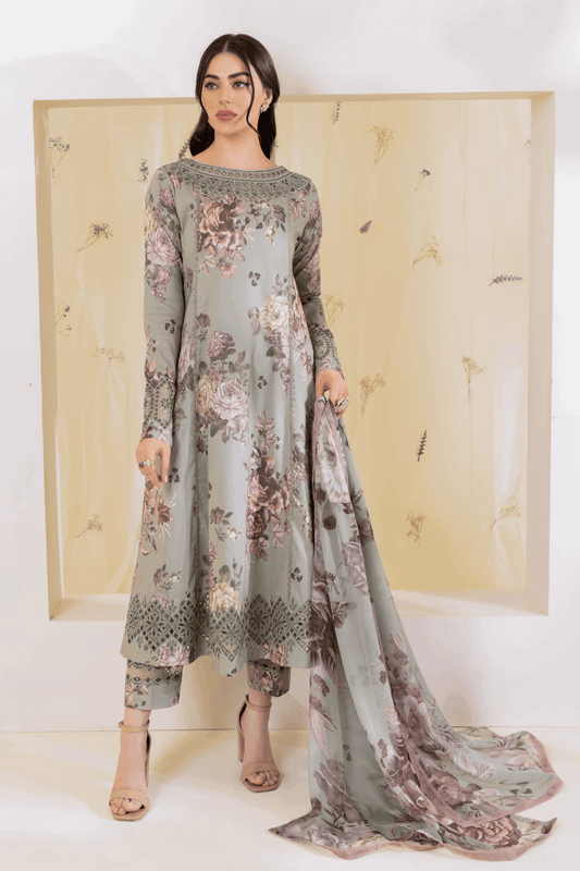 Iznik Pista Green Printed Lawn 3 Piece
