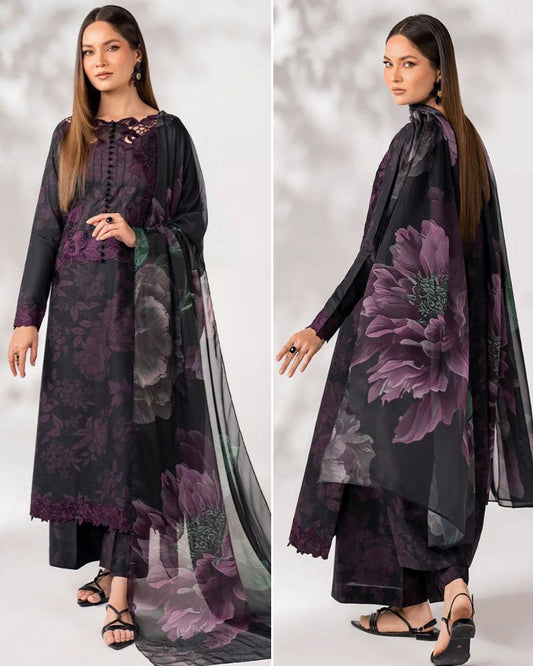 Iznik Royal Plum Pure Lawn 3 Piece Unstitched