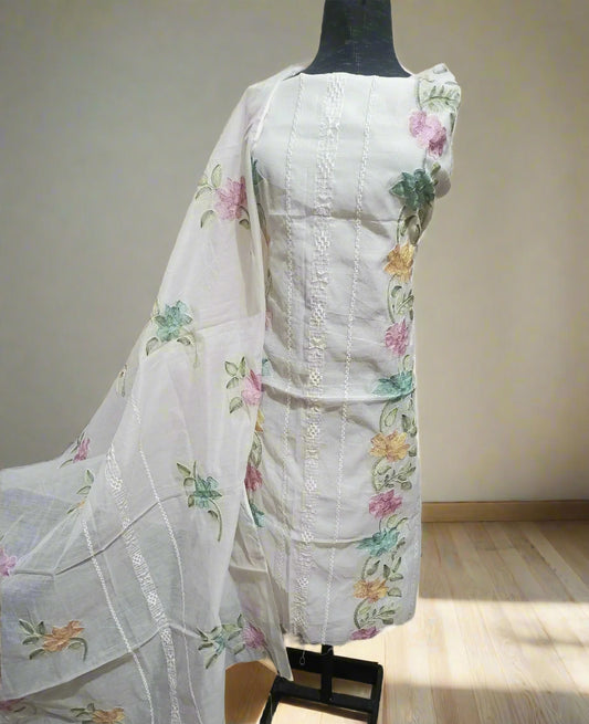 Manaz Paper cotton 2 Piece Kacha taanka Hand Embroidery style