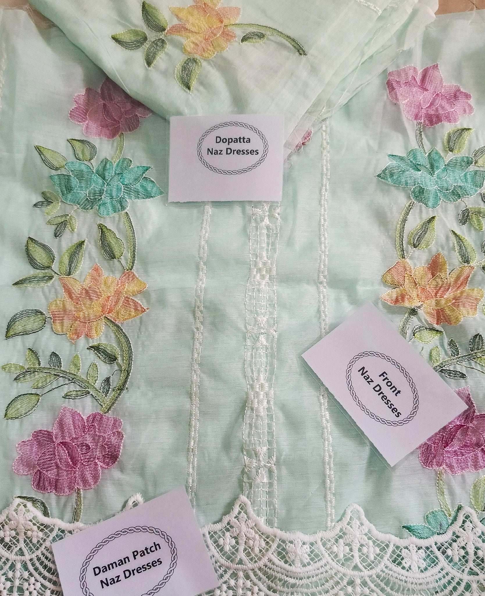 Manaz Paper cotton 2 Piece Kacha taanka Hand Embroidery style