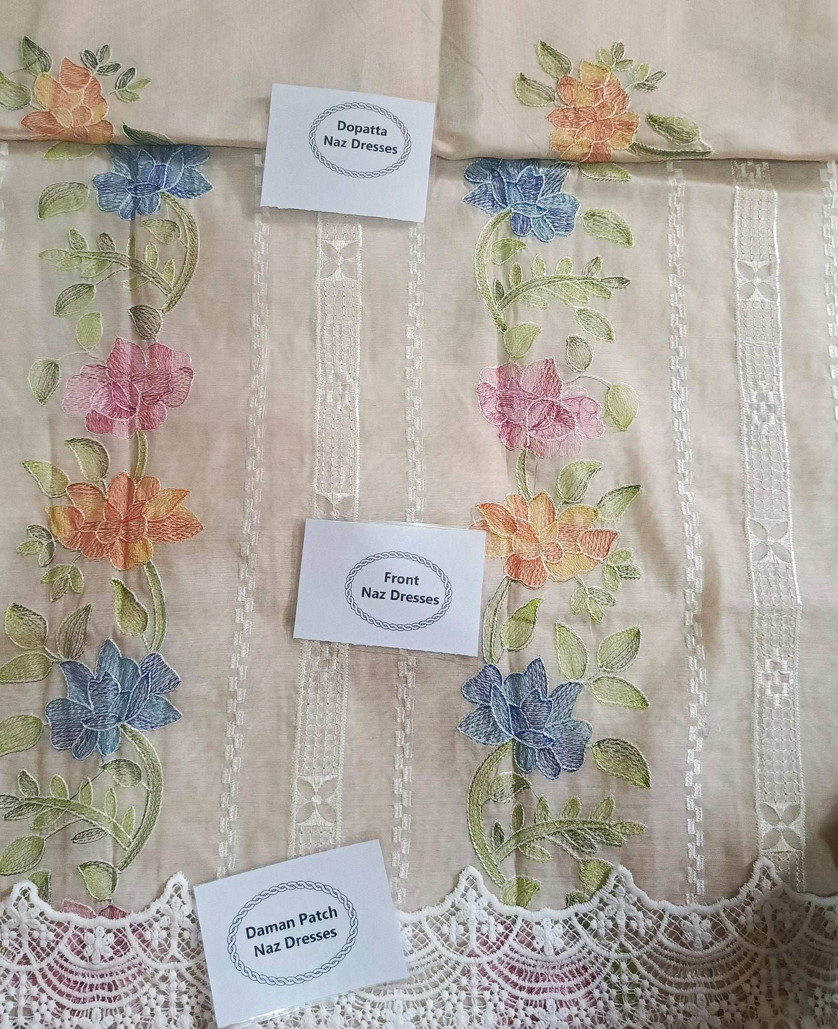Manaz Paper cotton 2 Piece Kacha taanka Hand Embroidery style