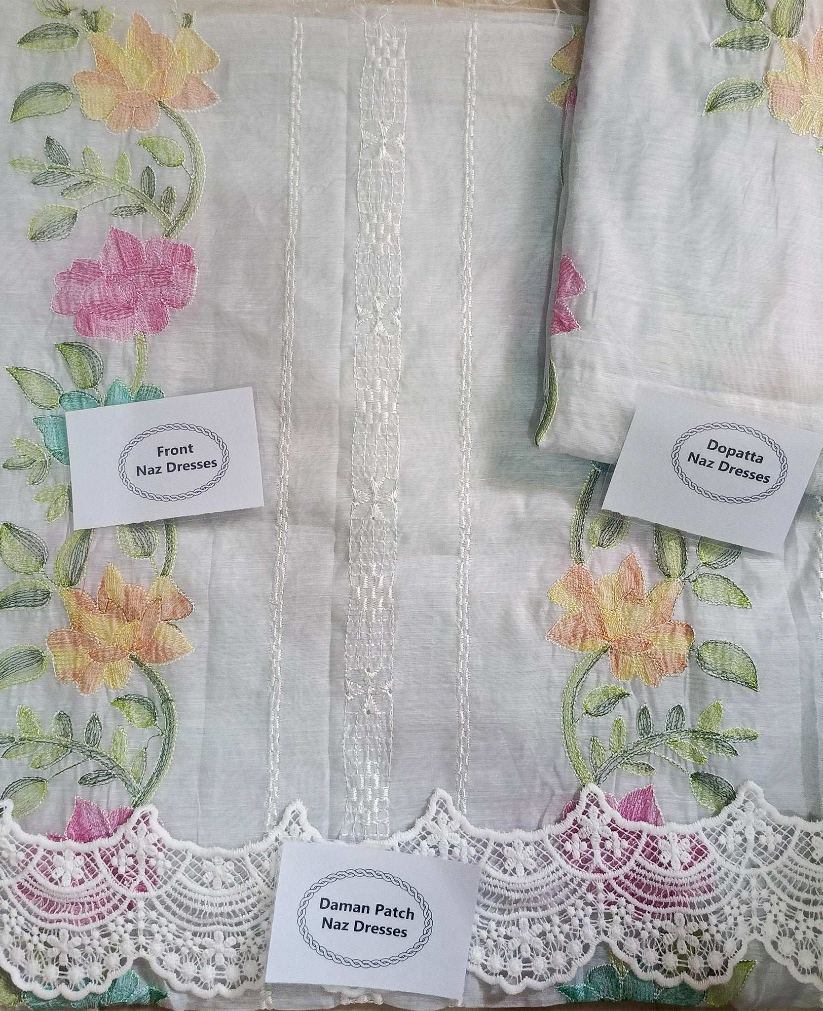Manaz Paper cotton 2 Piece Kacha taanka Hand Embroidery style