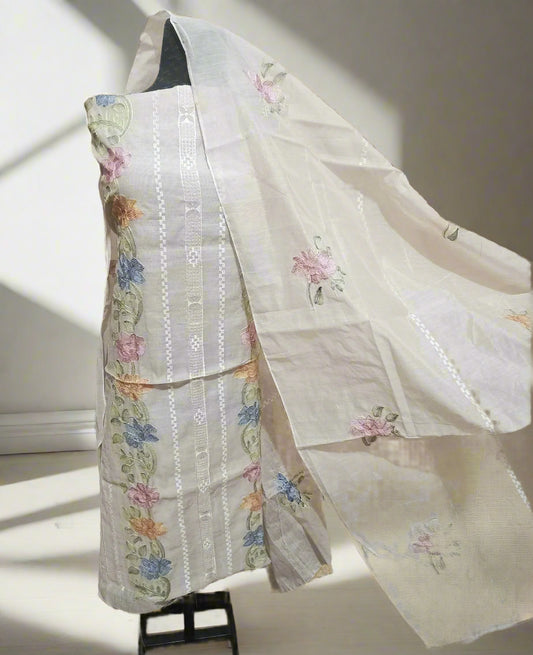 Manaz Paper cotton 2 Piece Kacha taanka Hand Embroidery style