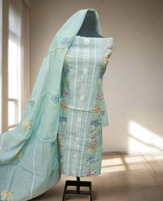 Manaz Paper cotton 2 Piece Kacha taanka Hand Embroidery style