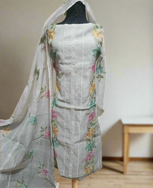 Manaz Paper cotton 2 Piece Kacha taanka Hand Embroidery style
