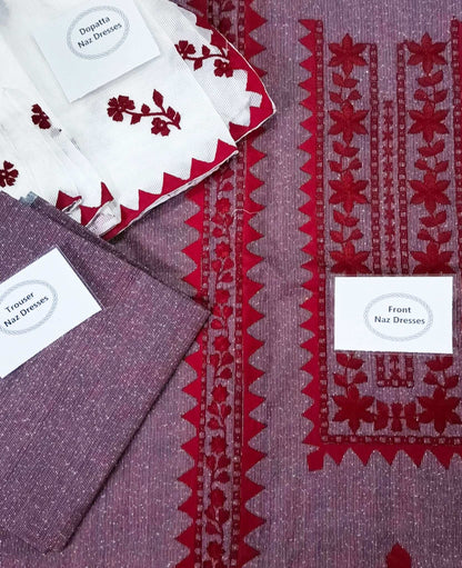 Manaz Hand Embroidery 3 Piece Lawn Summer wear Collection