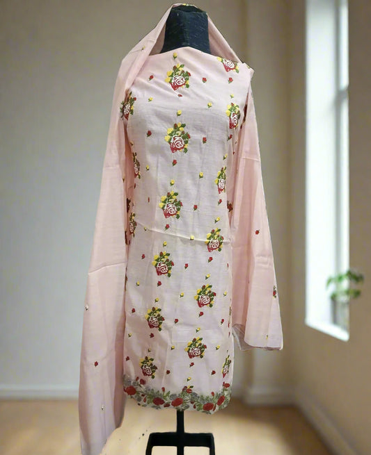 Manaz Paper cotton Peach 2 Piece Beautiful Cross stich Embroidery