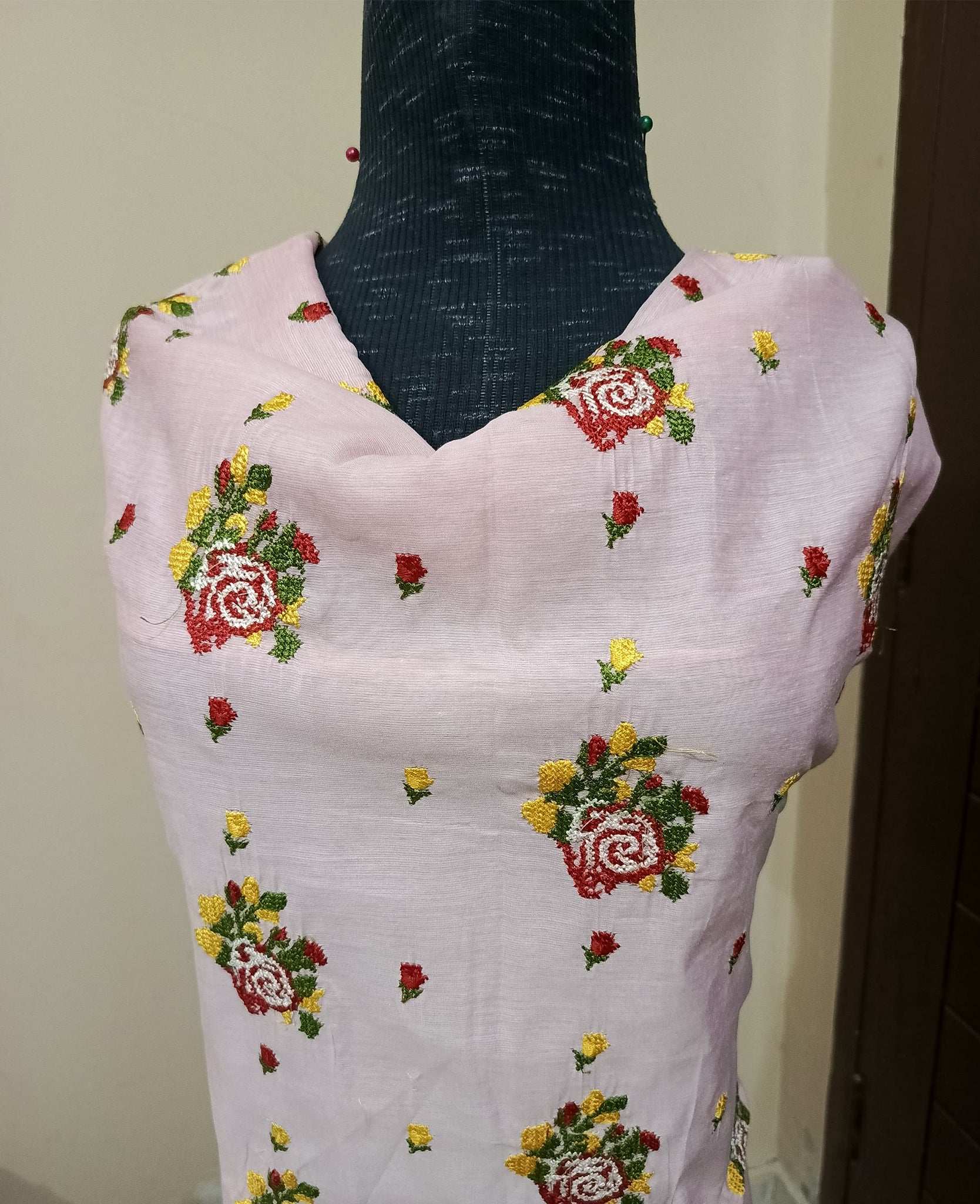 Manaz Paper cotton Baby Pink 2 Piece Beautiful Cross stich Embroidery