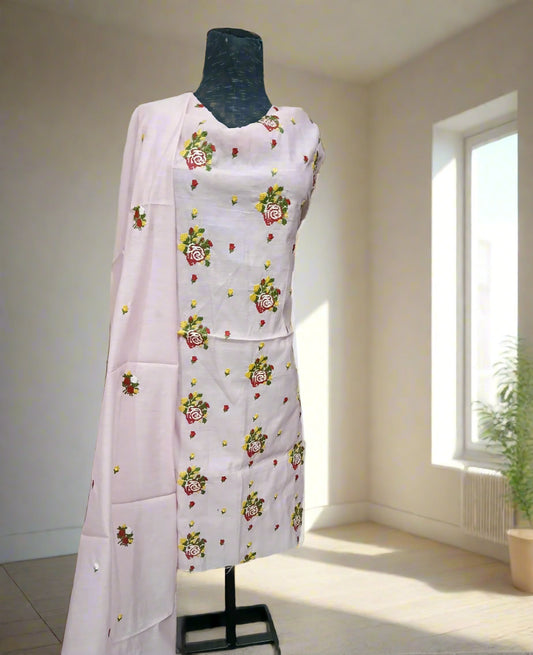 Manaz Paper cotton Baby Pink 2 Piece Beautiful Cross stich Embroidery