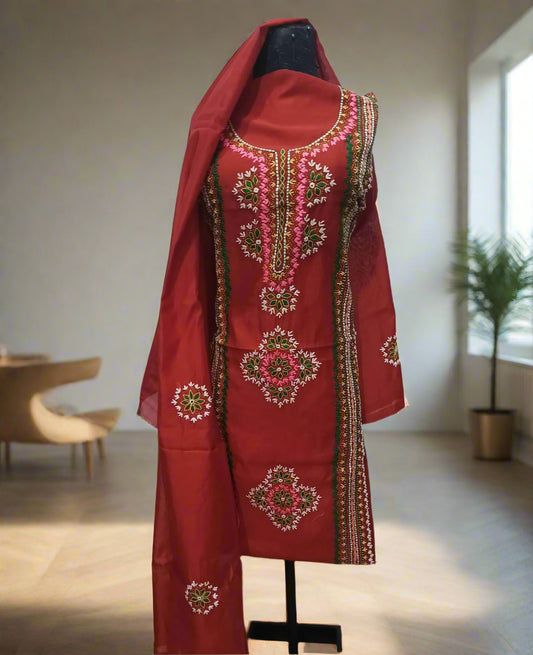 Manaz Paper cotton Hand Embroidery 2 Piece Kashmiri Style