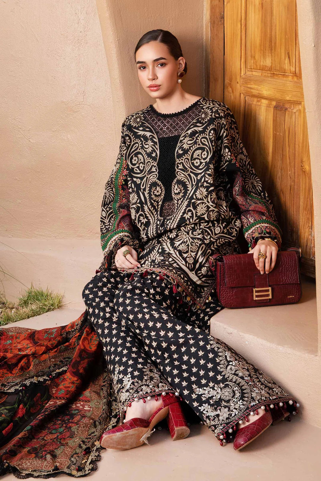 Maria B Black Embroidered Lawn 3 Piece NazDresses