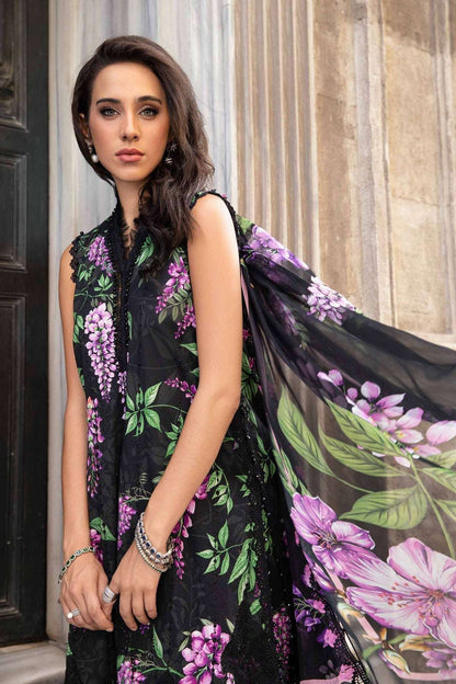 Maria B Black Purple Chikankari Lawn 3 Piece