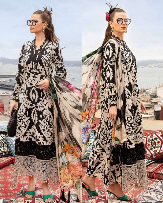 Maria B Black Embroidered Lawn 3 Piece