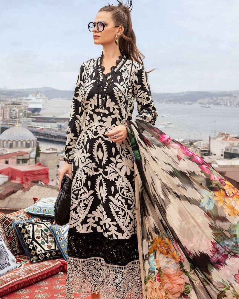 Maria B Black Embroidered Lawn 3 Piece