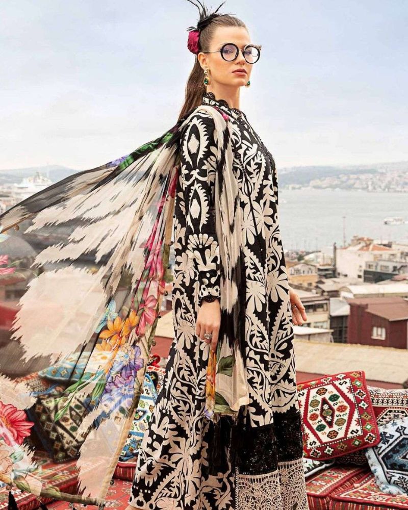 Maria B Black Embroidered Lawn 3 Piece