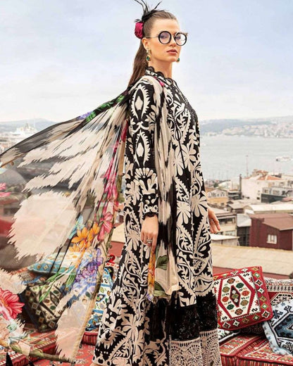 Maria B Black Embroidered Lawn 3 Piece
